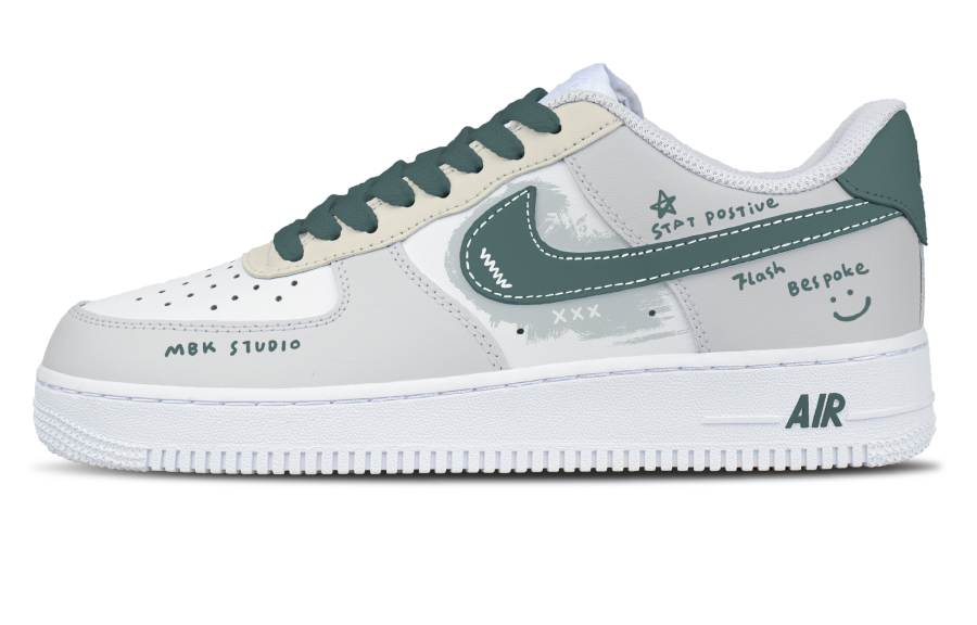 Nike Nike Air Force 1 Cute Puppy Leather Abrasion Resistant Low top Skateboard Shoes Men's Asphalt Gray