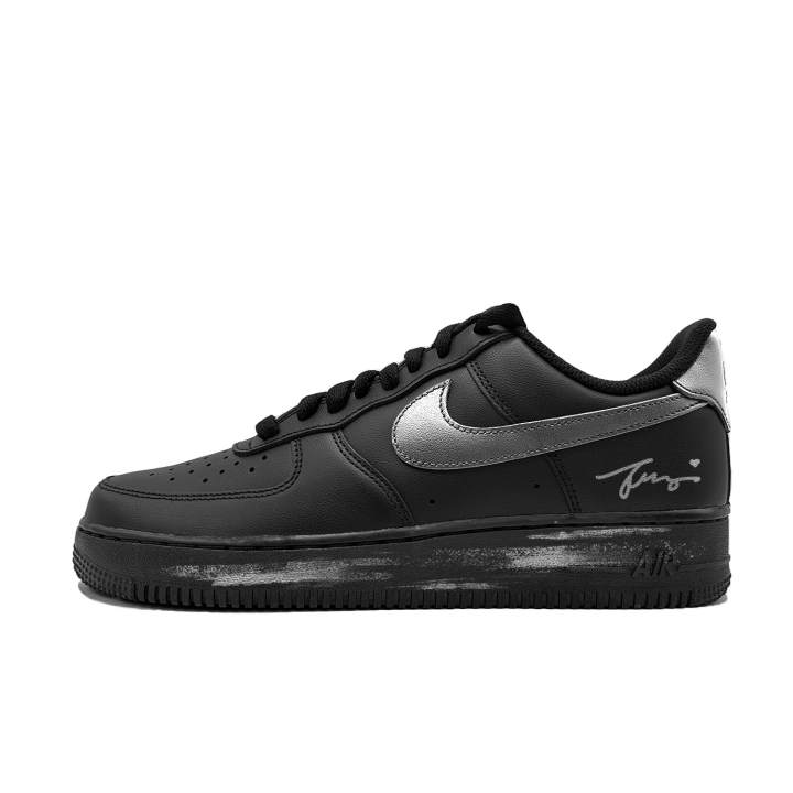 Nike Nike Air Force 1 Flowing Silver Abrasion Resistant Low top Skateboard Shoes Unisex Silver