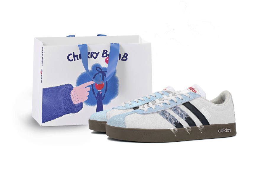 Adidas Neo VL Court 2.0 Lifestyle Denim Blue Wear resistant And Lightweight Low top Skateboard Shoes Unisex Blue White
