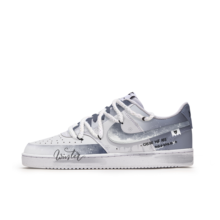 Nike Nike Court Vision 1 P.M.S New Winter Chill Slip Resistant Abrasion Resistant Low top Skateboard Shoes Men's Blue White