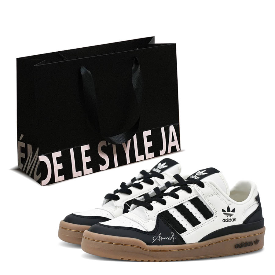 Adidas Originals FORUM Low Dark Chocolate White Coffee, Shopping Bag Low top Skateboard Shoes Unisex Black White