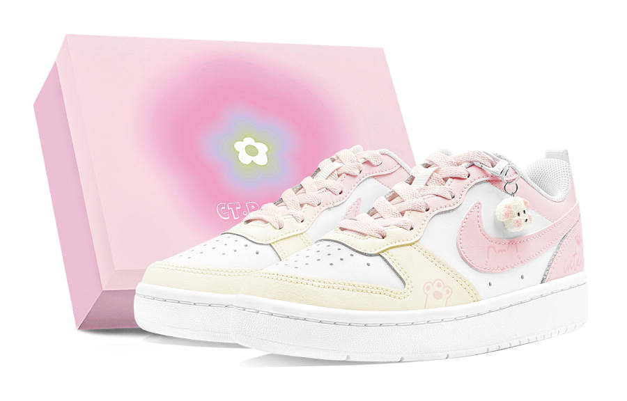 Nike Nike Court Borough Abrasion Resistant Abrasion Resistant Low top Skateboard Shoes Women's White Pink Yellow