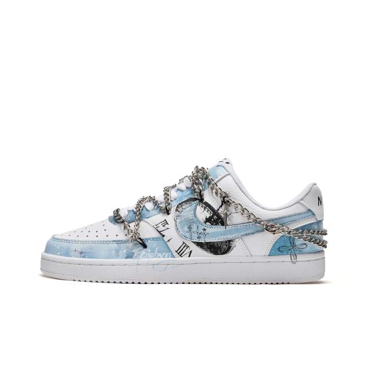 Nike Nike Court Vision 1 Slip Resistant Cushioning Low top Skateboard Shoes Men's Blue White