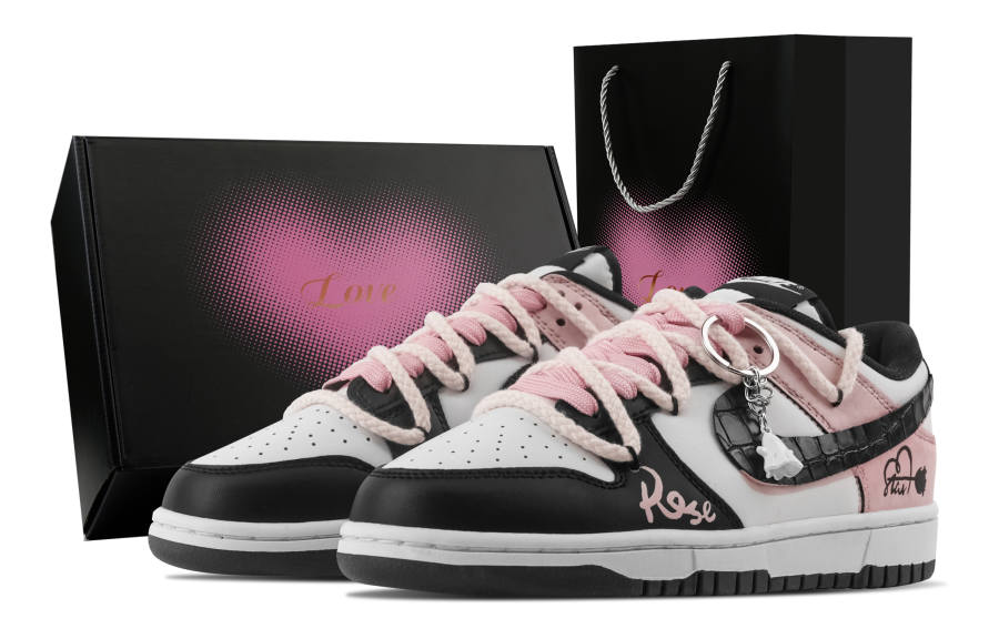Nike Nike Dunk Faded Star Soul Trail, Heart Box Abrasion Resistant Low top Skateboard Shoes Unisex Pink White Black