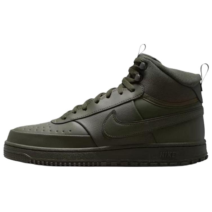 Nike Nike Court Vision Textile, Synthetic Leather, Split Cow Leather Mid top Skateboard Shoes Men's Olive Green