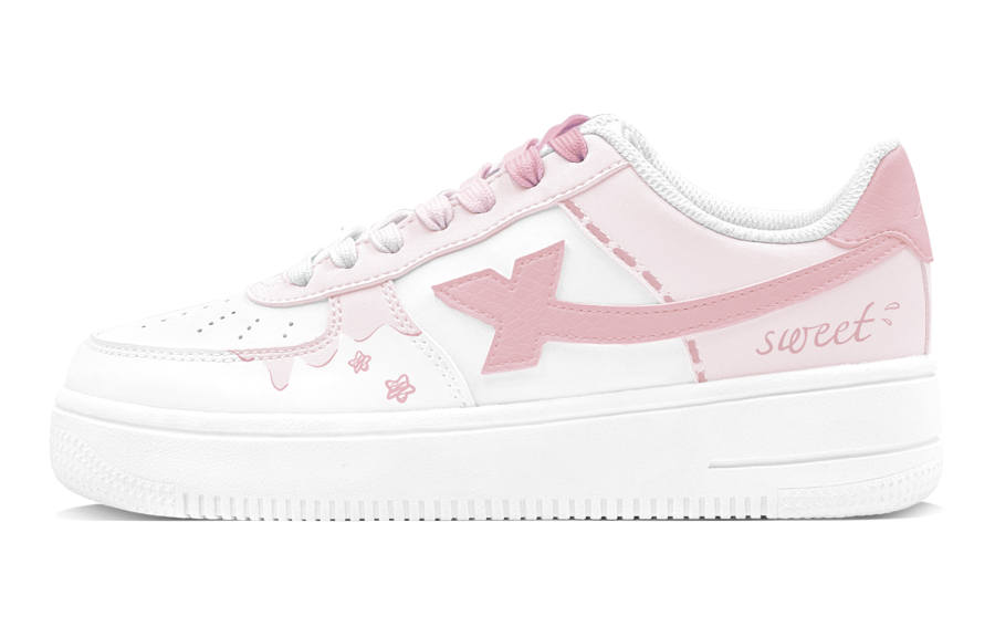 XTEP Air Force 1 Starlight Luna Synthetic Leather Lightweight Breathable Low top Skateboard Shoes Women's Pink