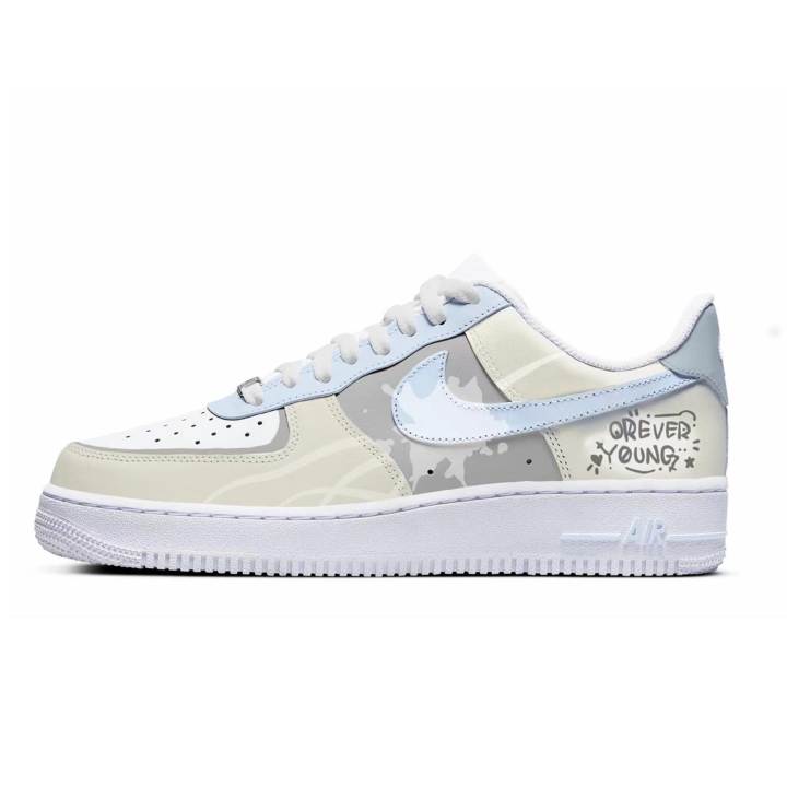 Nike Nike Slip Resistant Abrasion Resistant Low top Skateboard Shoes Men's Beige White Blue