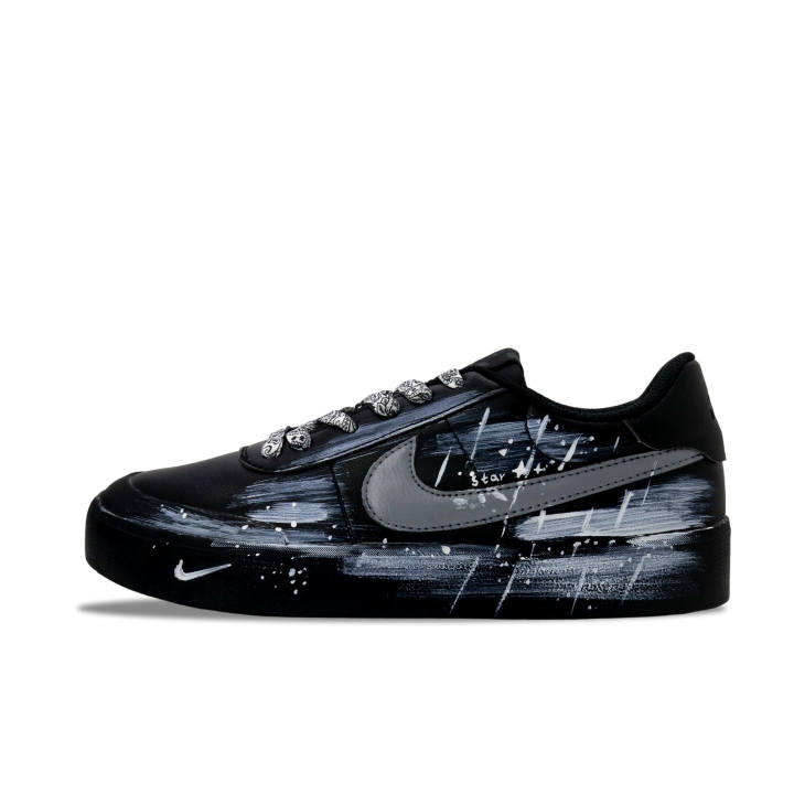 Nike Nike Court Shot Graffiti Starry Night Abrasion Resistant Abrasion Resistant Low top Skateboard Shoes Men's Black Gray