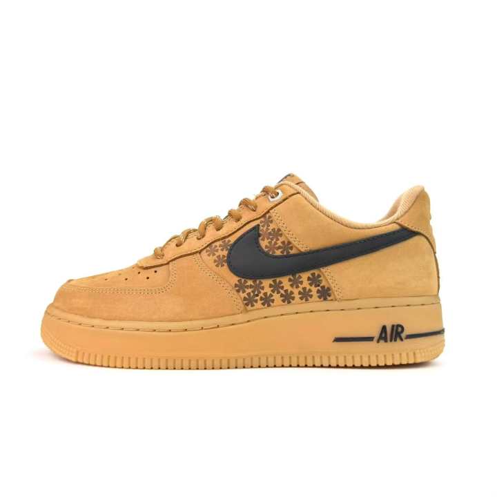 Nike Nike Air Force 1 Mayan Floral Wear resistant And Lightweight Low top Skateboard Shoes Unisex Wheat