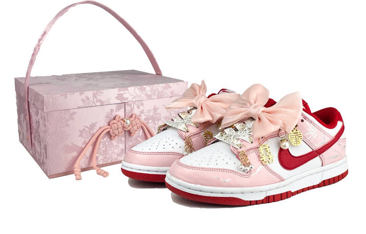 Nike Nike Dunk Peach Branch Abrasion Resistant Low top Skateboard Shoes Women's Pink