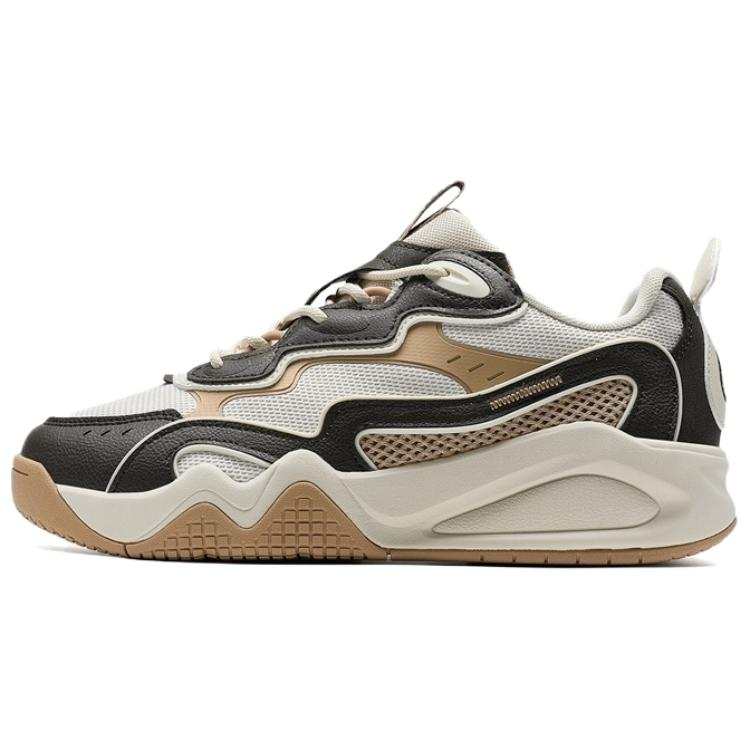 XTEP Comfortable And Breathable Slip Resistant Abrasion Resistant Low top Skateboard Shoes Men's White Brown Gray