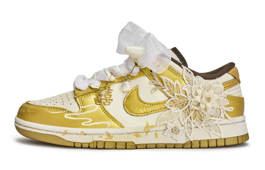 Nike Nike Dunk 811 Manufacturing, Gold Flower Gift Abrasion Resistant Abrasion Resistant Low top Skateboard Shoes Women's