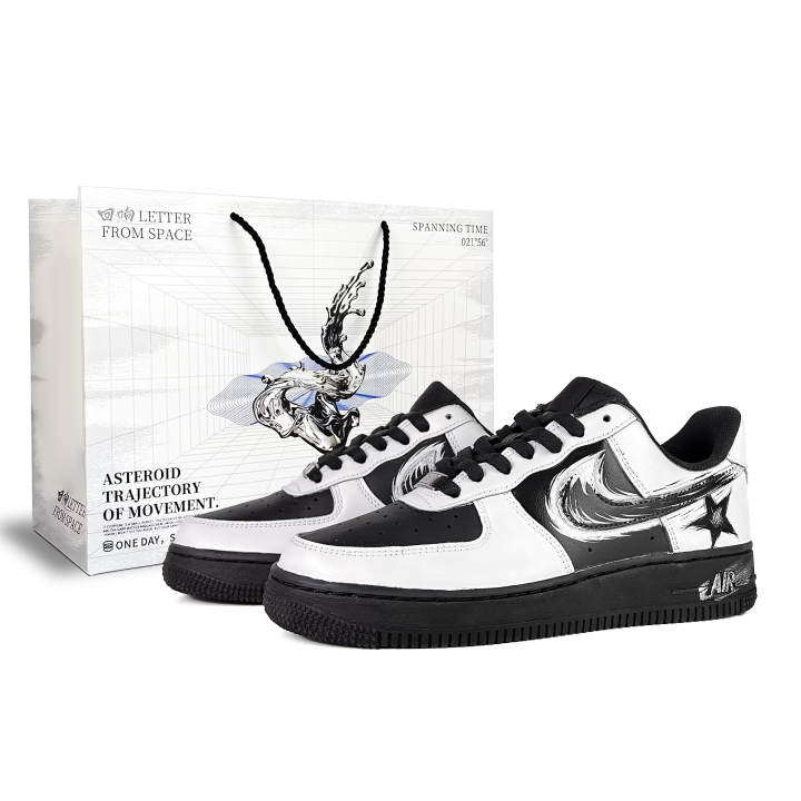 Nike Nike Air Force 1 Star Blade, Special Shopping Bag Cushioning Low top Skateboard Shoes Unisex Black White