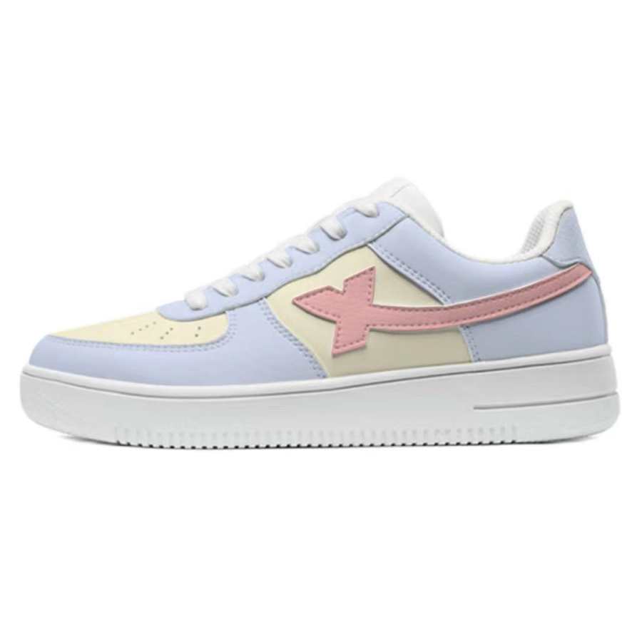 XTEP Air Force 1 Slip Resistant, Abrasion Resistant, Breathable Low top Skateboard Shoes Women's Blue Yellow Pink