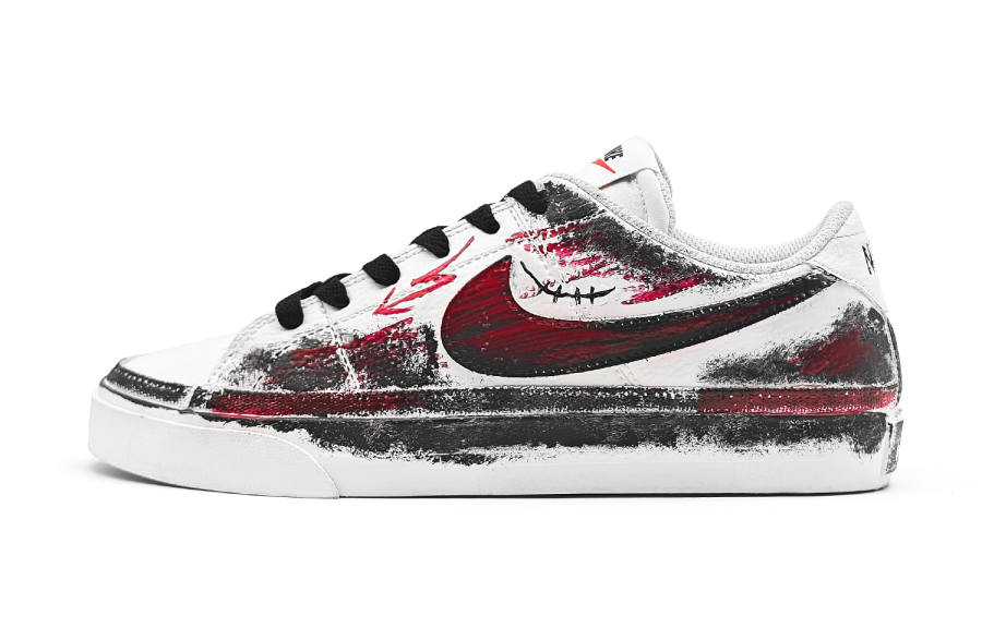 Nike Nike Court Legacy Menacing Star Abrasion Resistant Low top Skateboard Shoes Unisex Black White Red