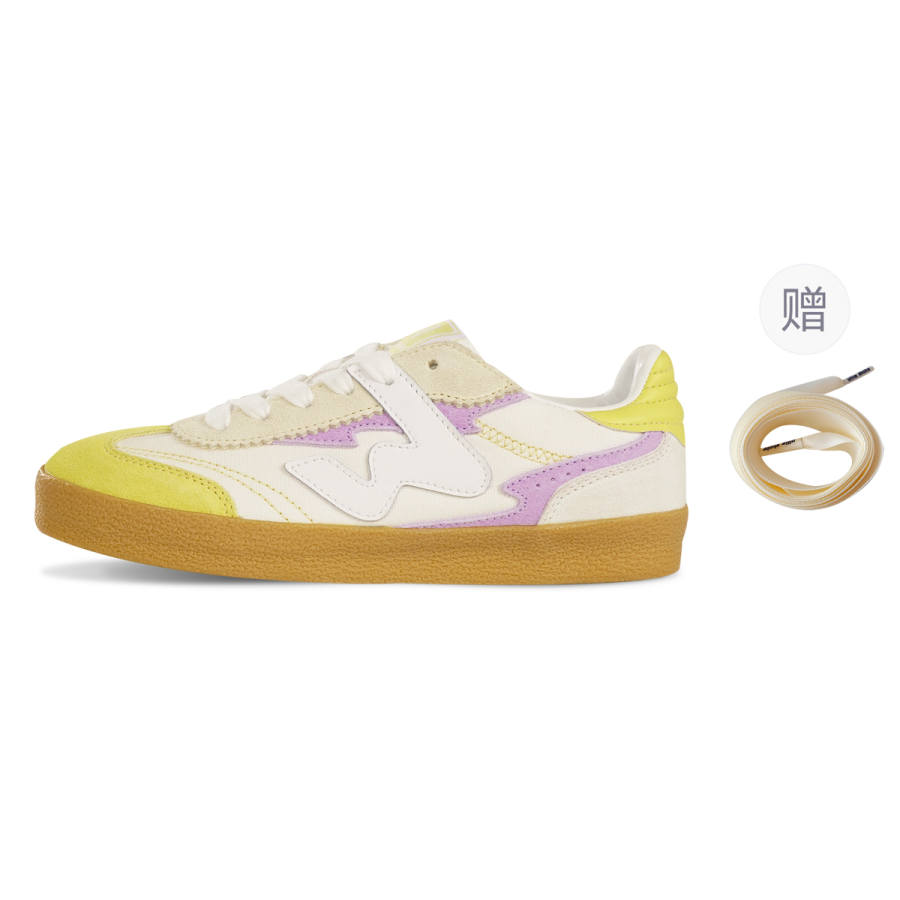 Ollieskate Slip Resistant, Abrasion Resistant, Height Increasing Low top Skateboard Shoes Unisex Yellow Purple