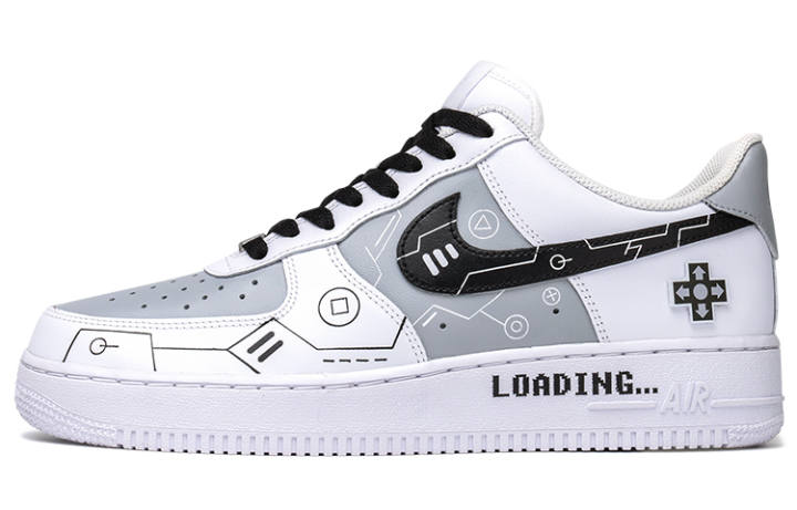 Nike Nike Air Force 1 Air Force 1 Slip Resistant Abrasion Resistant Low top Skateboard Shoes Men's Black White Gray