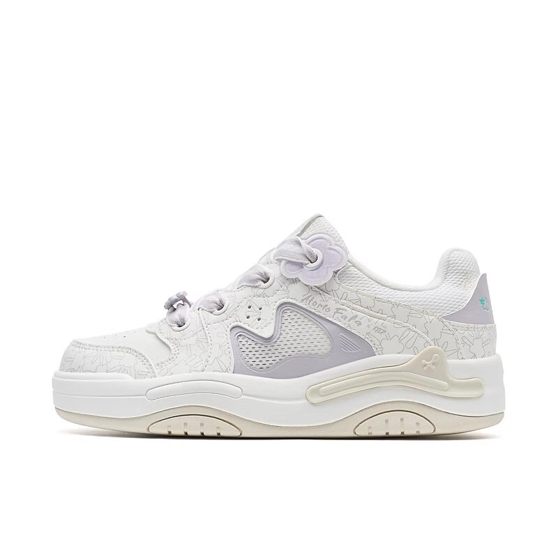 XTEP Slip Resistant, Abrasion Resistant, Lightweight Low top Skateboard Shoes Women's Sail White/Light Dusty Purple