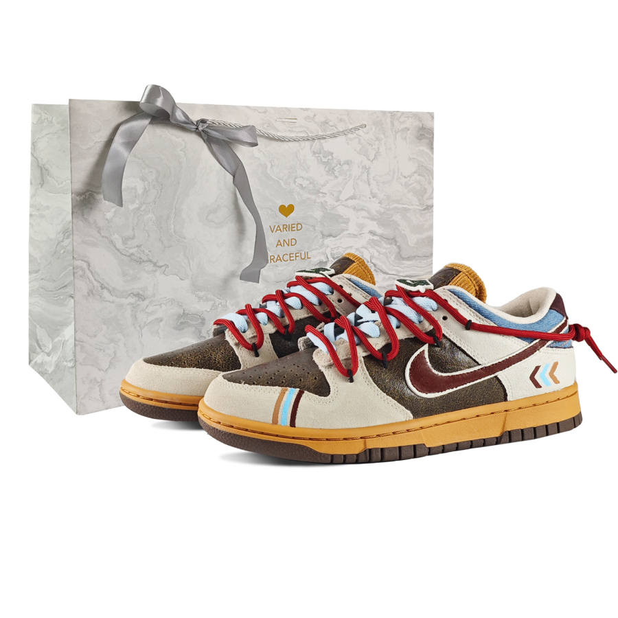 Nike Nike Dunk Abrasion Resistant Abrasion Resistant Low top Skateboard Shoes Unisex Beige Brown