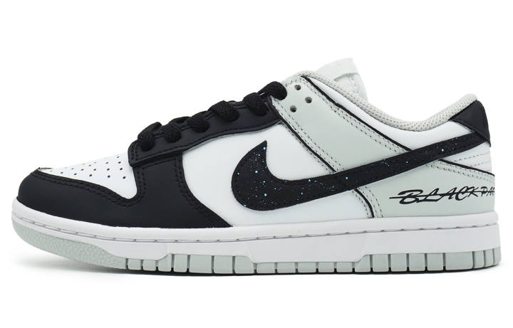 Nike Nike Dunk Leather Abrasion Resistant Abrasion Resistant Low top Skateboard Shoes Unisex Black White Gray