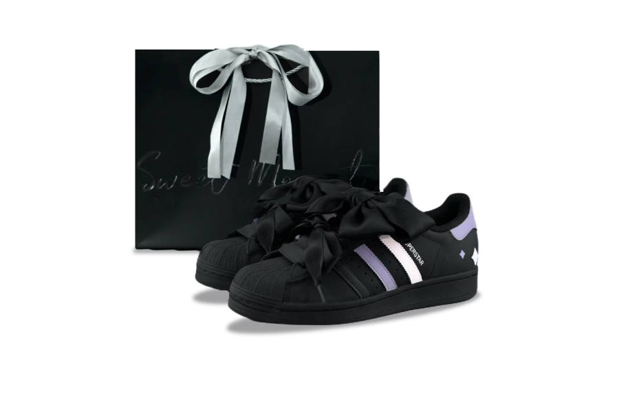Adidas Originals Superstar 2 Abrasion Resistant Low top Skateboard Shoes Unisex Black Purple