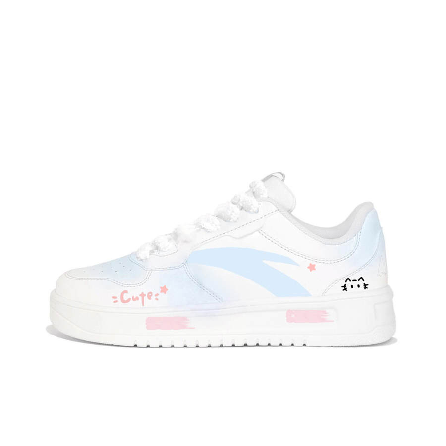 Anta Easy Slip Resistant Cushioning Height Increasing Low top Skateboard Shoes Women's Light Blue