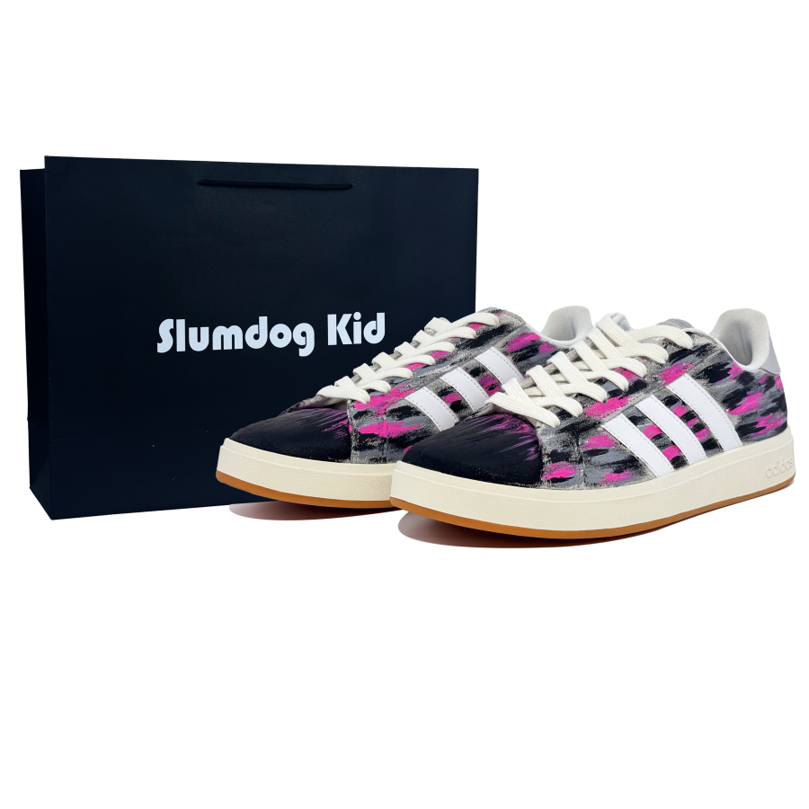 Adidas Adidas Grand Court Base 00s Abrasion Resistant Low top Skateboard Shoes Unisex Black Pink