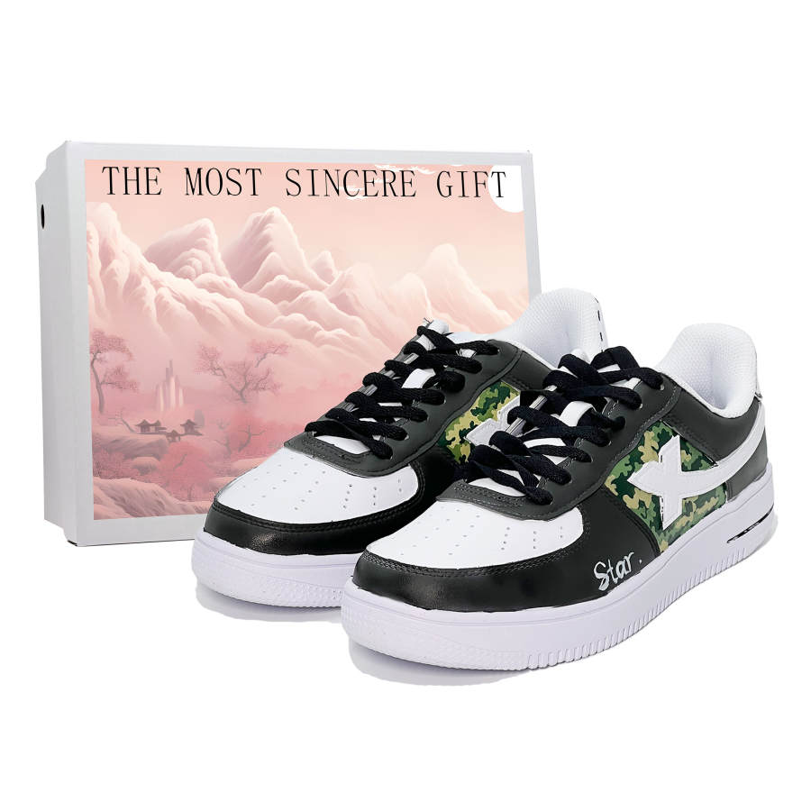 XTEP Air Force 1 Slip Resistant Cushioning Low top Skateboard Shoes Men's Black White