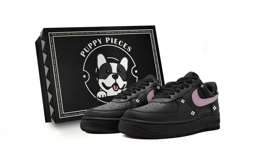 Nike Nike Air Force 1 Puppy Fragment, Special Shoe Box Low top Skateboard Shoes Women's Black
