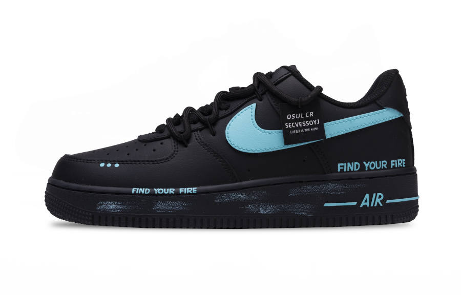 Nike Nike Air Force 1 Low top Skateboard Shoes Unisex Black Blue