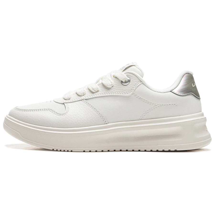Li-Ning Li Ning Cloud Sky Slip Resistant, Abrasion Resistant, Breathable Low top Skateboard Shoes Women's White Silver