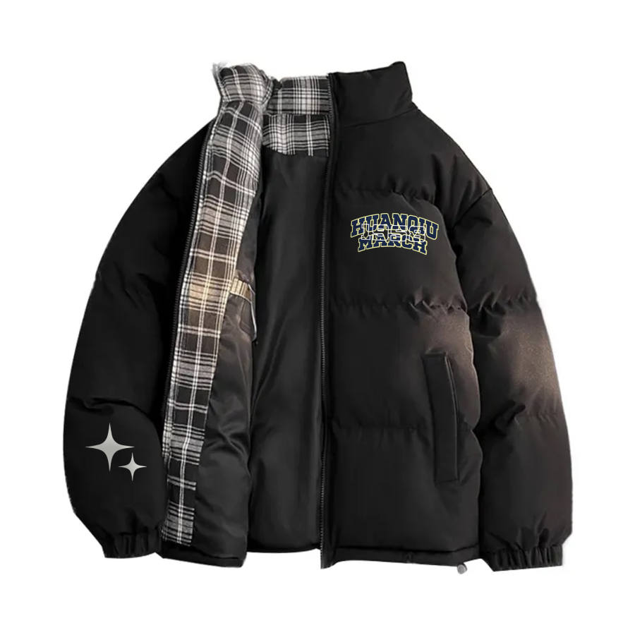 HUANQIU Puffer Jackets Unisex Stand Collar Thickened Padded Puffer Jacket