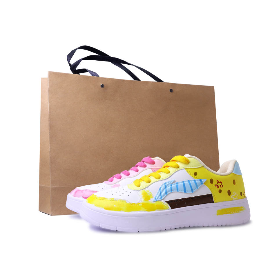 Li-Ning Li Ning Floating Boat Abrasion Resistant Breathable Low top Skateboard Shoes Unisex Pink Yellow Mismatched