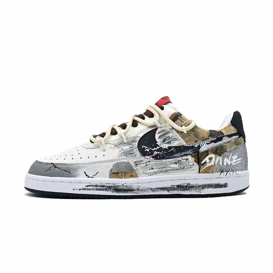 Nike Nike Court Victory Desert Ruins Synthetic Leather Abrasion Resistant Low top Skateboard Shoes Men's White Gray Coffee