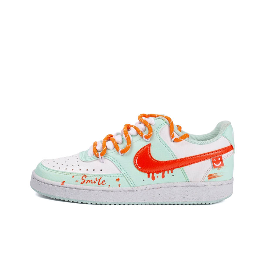 Nike Nike Court Vision Sweet Smile Abrasion Resistant Low top Skateboard Shoes Women's White Green Orange