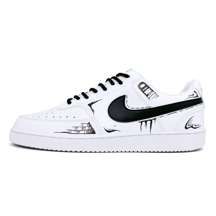 Nike Nike Court Vision 1 Punk Cereta Slip Resistant Abrasion Resistant Low top Skateboard Shoes Unisex Black White