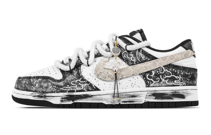 Nike Nike Dunk Ink Soul Cloud Trace Abrasion Resistant Low top Skateboard Shoes Unisex Black White Brown