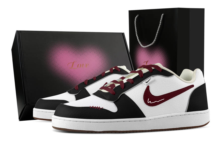 Nike Nike EBERNON Red Flame Border, Heart Box Abrasion Resistant Low top Skateboard Shoes Men's Black White Red
