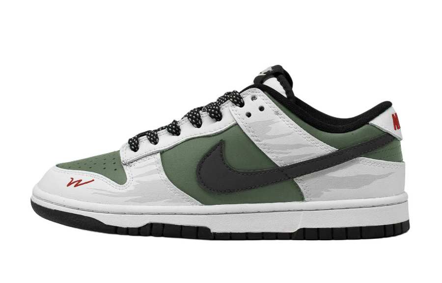 Nike Nike Dunk Skateboard Shoes Men's Low Top White Green Black Color Block Red Logo