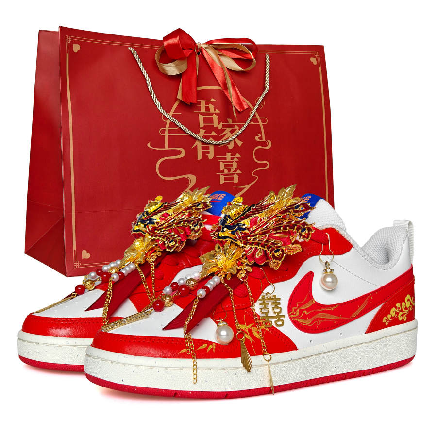 Nike Nike Court Borough Abrasion Resistant Breathable Abrasion Resistant Breathable Low top Skateboard Shoes Unisex Red