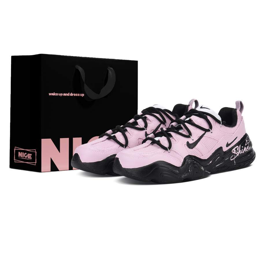 Nike Nike Tech Hera Phantom Suede Cushioning Low top Casual Shoes Women's Black Pink