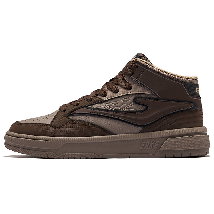 Erke Battery Panda Collection Coverage Abrasion Resistant High top Skateboard Shoes Men's Dry Wood Gray Dark Sandalwood