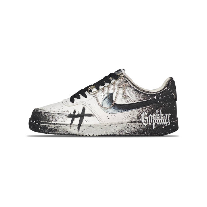 Nike Nike Court Vision Slip Resistant Cushioning Low top Skateboard Shoes Men's Black White