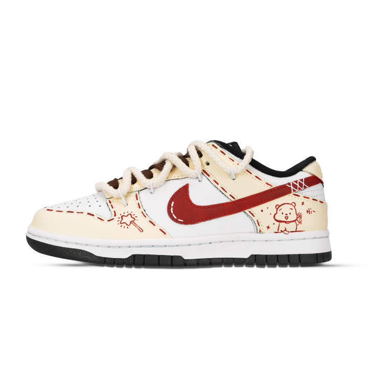 Nike Nike Dunk Black White, Sugar Star Bear Abrasion Resistant Abrasion Resistant Low top Skateboard Shoes Unisex