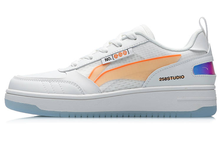 Li-Ning Li Ning NO.258 Slip Resistant Abrasion Resistant Low top Skateboard Shoes Women's White Orange
