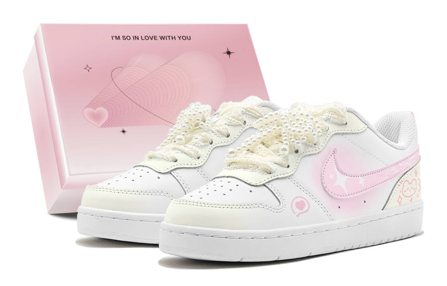 Nike Nike Court Borough Couple's, Romantic Gift, Precious Bear, Pearl Accessories, Detachable Low top Skateboard Shoes
