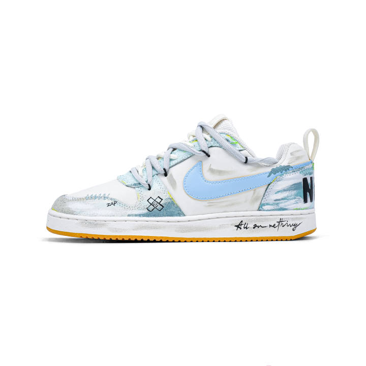 Nike Nike Court Borough Jade Sea Blue Suede Low top Skateboard Shoes Men's White Blue