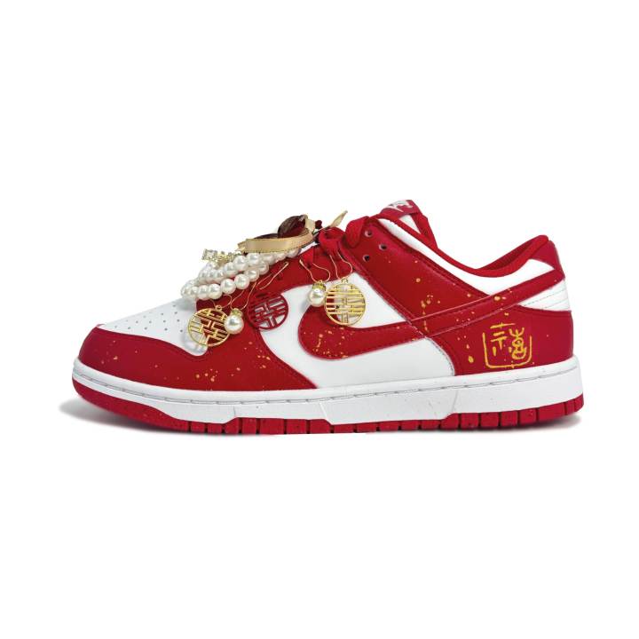 Nike Nike Dunk Wedding Shoes, Joy And Happiness Abrasion Resistant Low top Skateboard Shoes Unisex Red