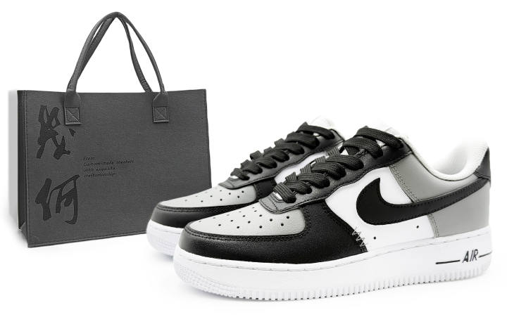 Nike Nike Air Force 1 07 Abrasion Resistant Low top Skateboard Shoes Men's Black White Gray