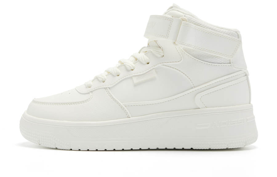 QIAODAN Fleece Lined Comfortable Fashion Coverage Slip Resistant Balance High top Skateboard Shoes Women's Ivory
